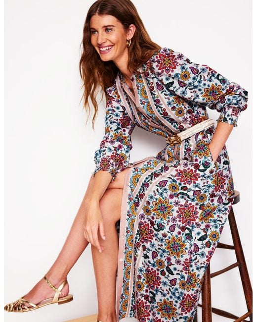 Boden White Ruby Linen Blend Shirt Dress