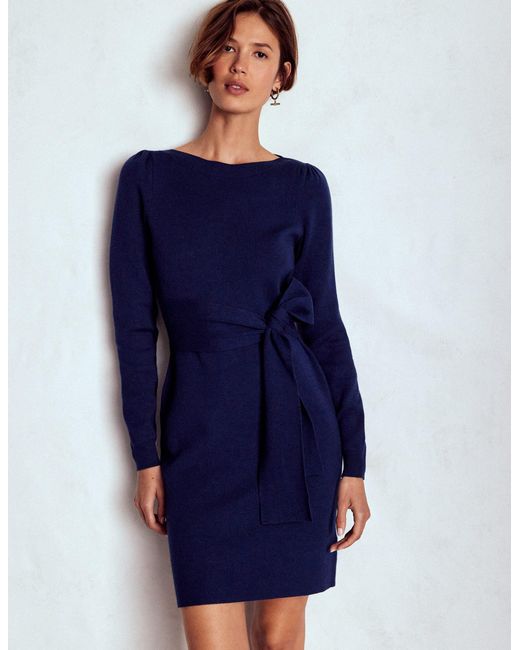Boden Blue Tiana Tie Front Knitted Dress