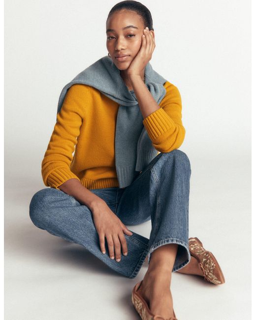 Boden Orange Marta Merino Wool Crew Sweater