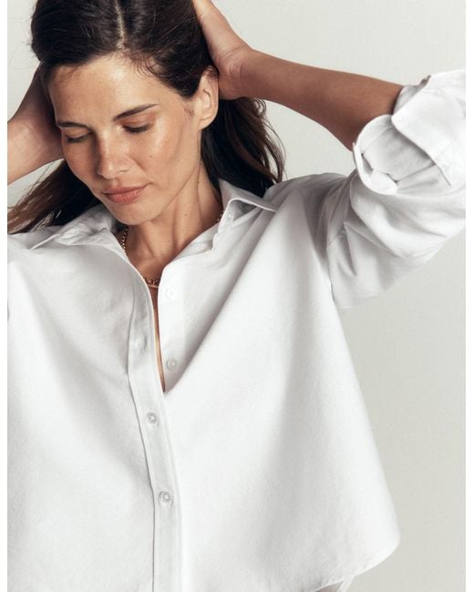 Boden White Sienna Cropped Cotton Shirt