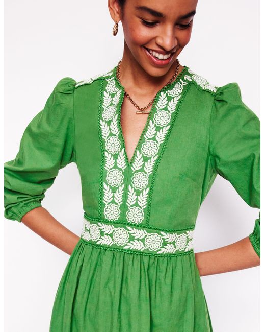 Boden Green Midikleid Aus Leinenmischgewebe