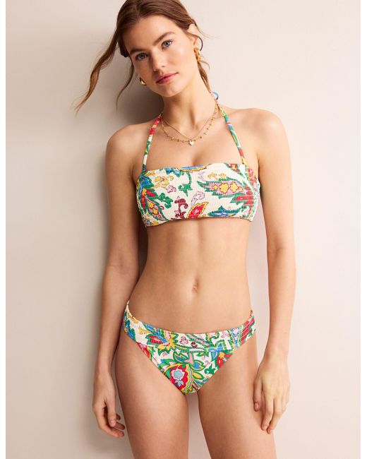 Boden Green Milos Smocked Bikini Bottoms