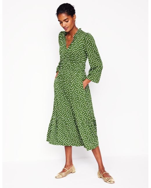 Boden Green Rosamund Jersey Midi Tea Dress
