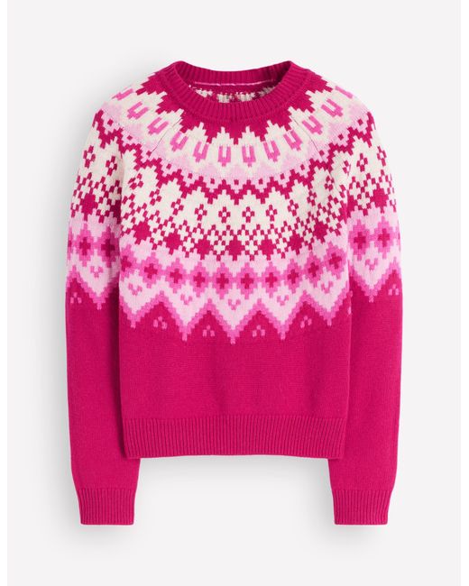 Boden Red Mae Fair Isle Knitted Sweater