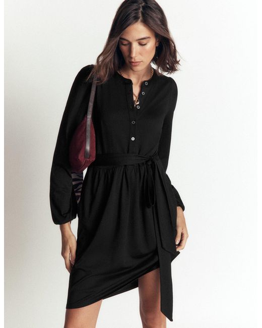 Boden Black Adele Belted Jersey Dress