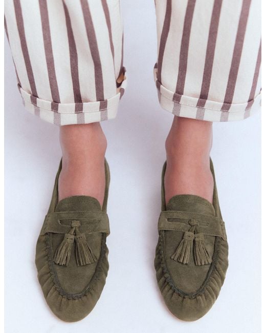 Boden White Soft Ruched Loafers