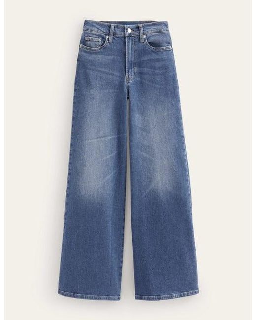Boden Blue Hoch Geschnittene Jeans Mit Weitem Bein Damen