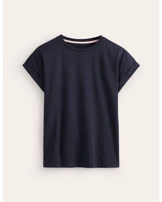 Boden Blue T-shirt mit umschlag-ärmelbündchen und rundhalsausschnitt