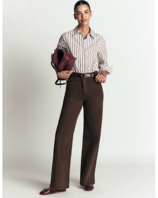 Boden White High Rise Wide Leg Jeans