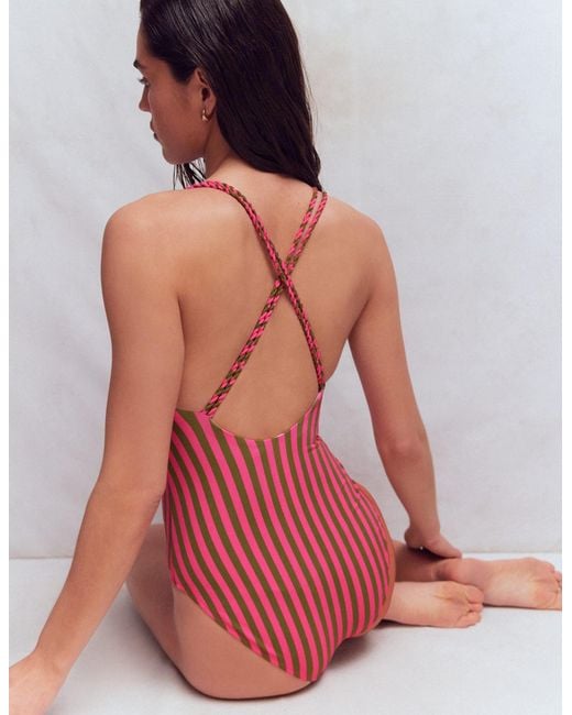 Boden Green Twist Strap Swimsuit