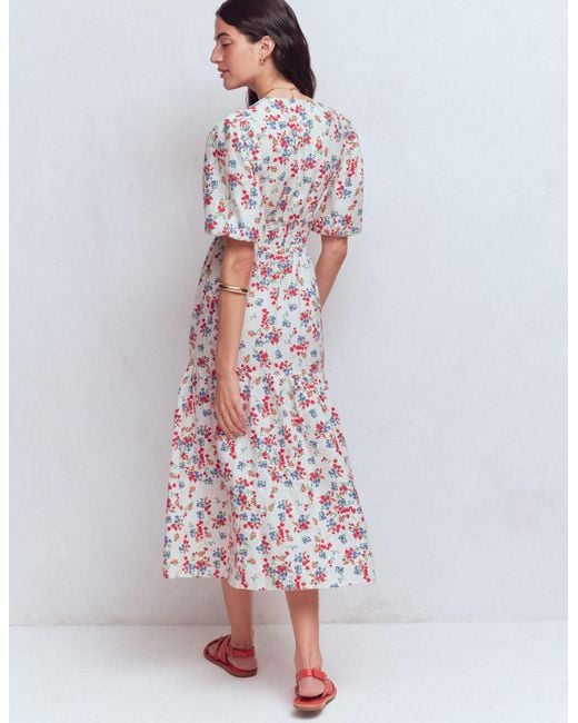 Boden White Irene Linen Midi Dress