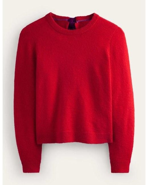 Boden Red Fluffy Bow Back Jumper