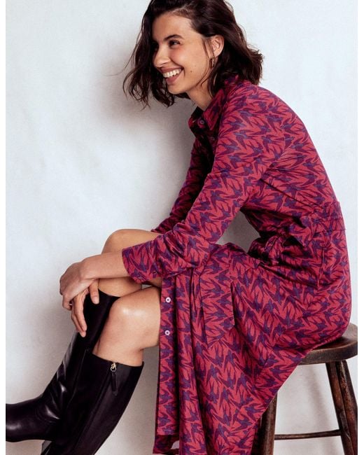 Boden Red Marcia Jersey Shirt Dress