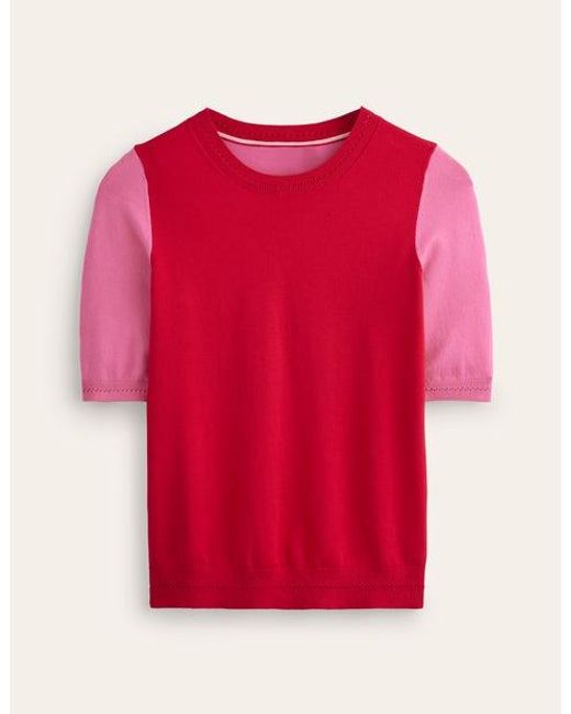 Boden Red Catriona Cotton Crew T-shirt