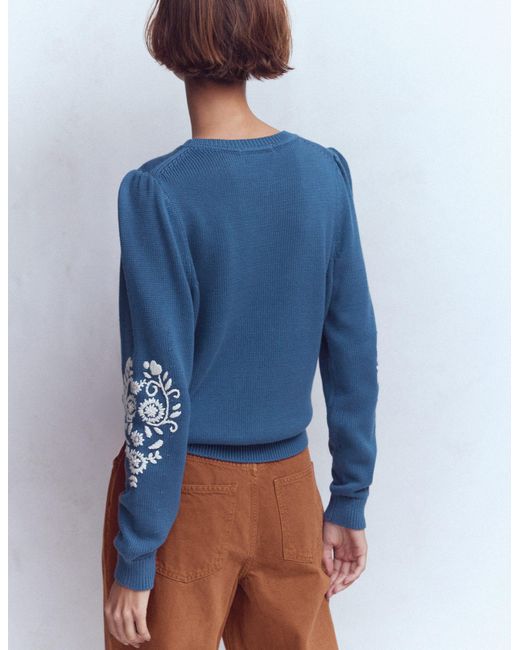 Boden Blue Davina Puff Sleeve Jumper