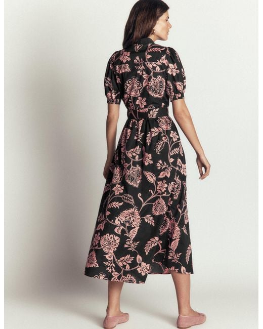Boden White Belted Cotton Midi Dress