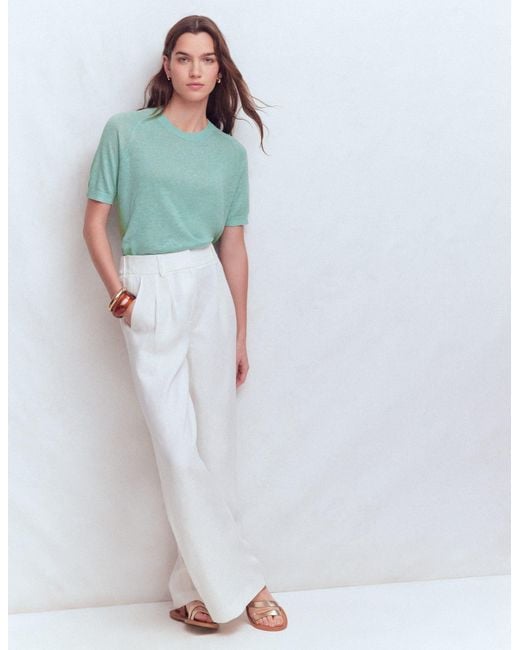 Boden Green Agnes Linen Button T-Shirt