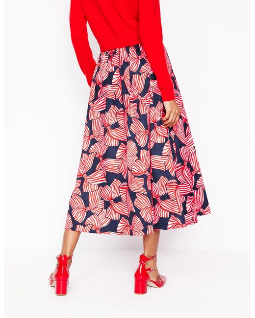 Jupe Isabella En Satin De Coton- Marine Foncé, Nœuds Éparpillés Boden en coloris Red