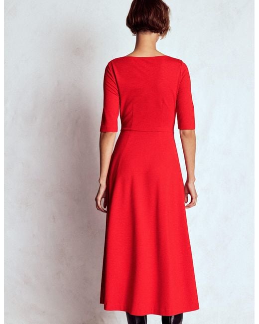 Boden Red Mathilde Tie Waist Ponte Dress