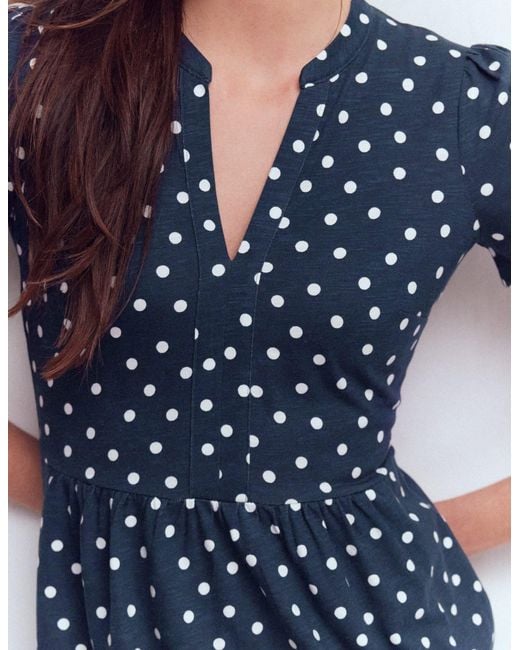 Boden Blue Naomi Short Jersey Dress-Cerulean, Blossomy