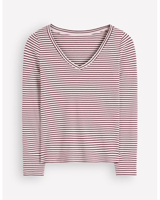 Boden Blue Annie Essential V Neck Top