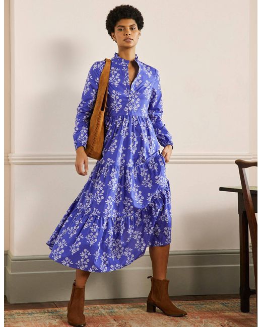 Boden Maxi-hemdblusenkleid mit stufen in Blau | Lyst DE