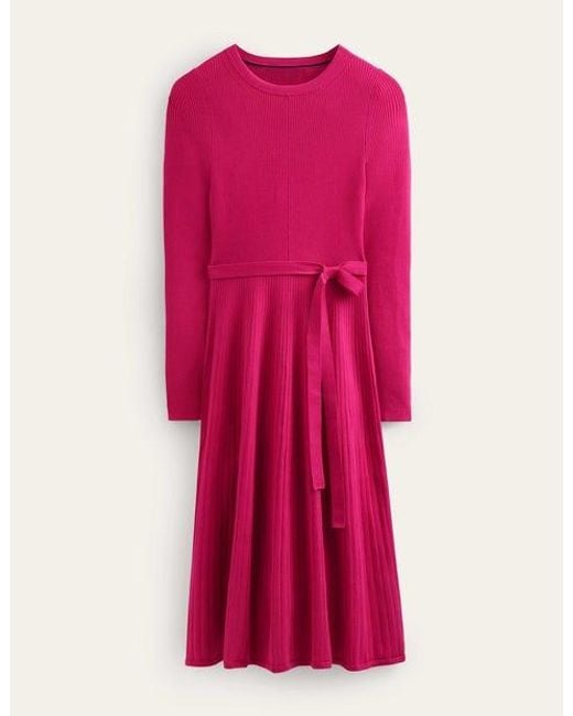 Boden Pink Lola Knitted Midi Dress
