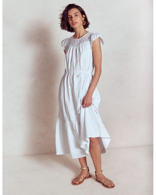 Boden White Juliet Broderie Midi Dress