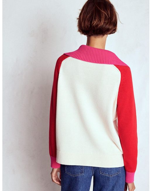 Boden Red Lucy Half Zip Sweater