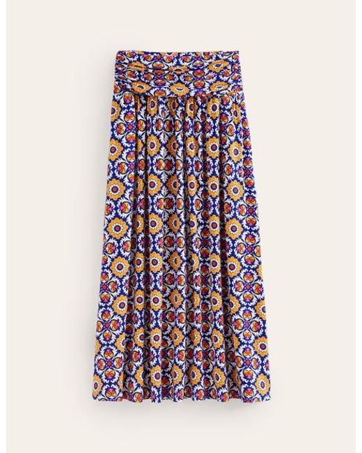 Boden Multicolor Rosaline Jersey Skirt Multi, Mosaic Bloom