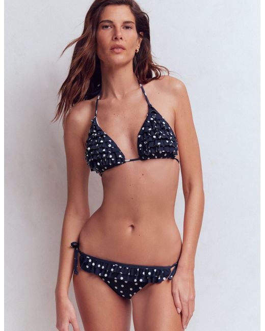 Boden Blue Ruffle Bikini Top