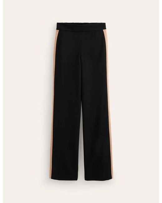 Boden Black Pull On Side Stripe Trousers