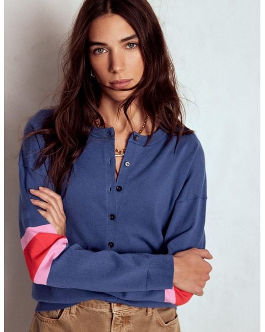 Boden Blue Lara Relaxed Cotton Cardigan