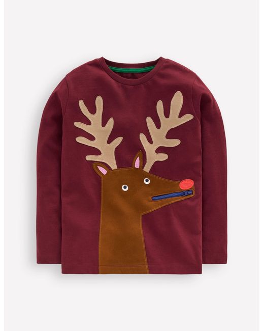 T-Shirt À Appliqué Zippé-Renne Porto Boden pour homme en coloris Red