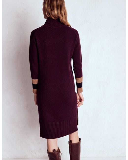 Boden Multicolor Merino Knitted Dress-Dark Cherry, Stripe