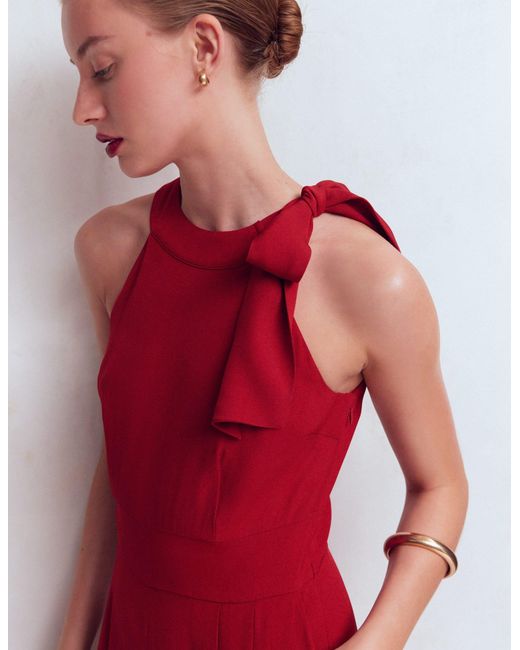 Boden Red Tie Halter Neck Jumpsuit