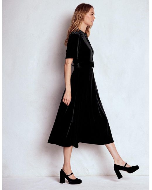 Boden Black Kate Velvet Shirt Dress