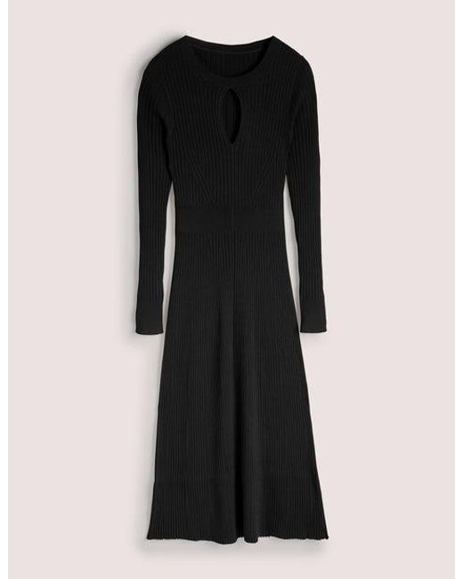 Boden Black Ribbed Cut Out Dress