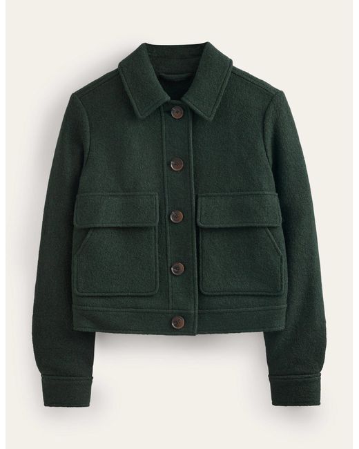 Boden Green Collared Textured Wool Jacket