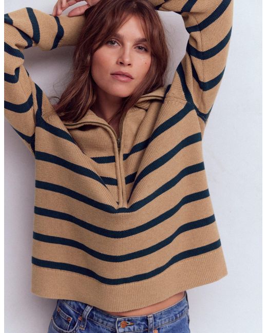 Boden Blue Lucy Half-Zip Jumper