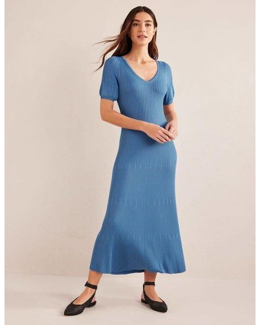 Boden Blue Angled Empire Knitted Dress