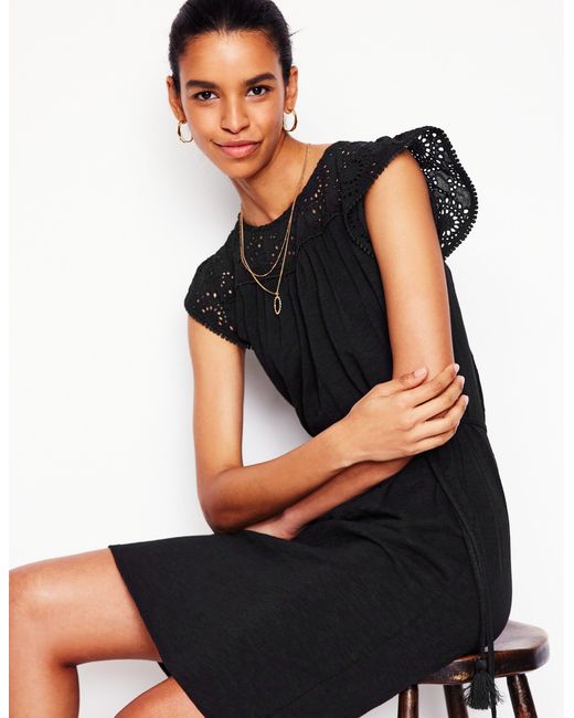 Boden Black Juliet Broderie Short Dress