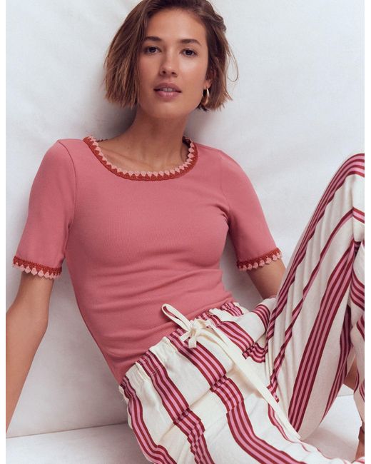 Boden Red Maddie Trim Detail T-Shirt