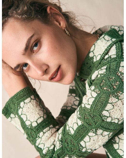 Boden Green Crochet Jacket