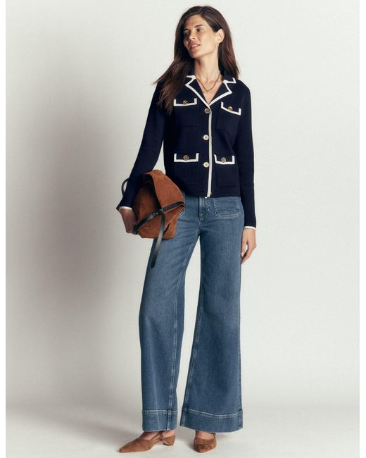Boden Blue Phoebe Collared Knitted Jacket
