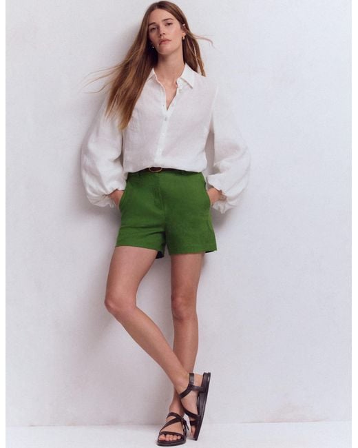 Boden Green Belgravia Linen Shorts