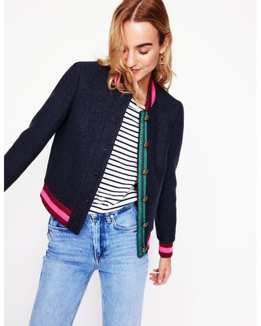 Boden Blue Boiled Wool Bombernavy