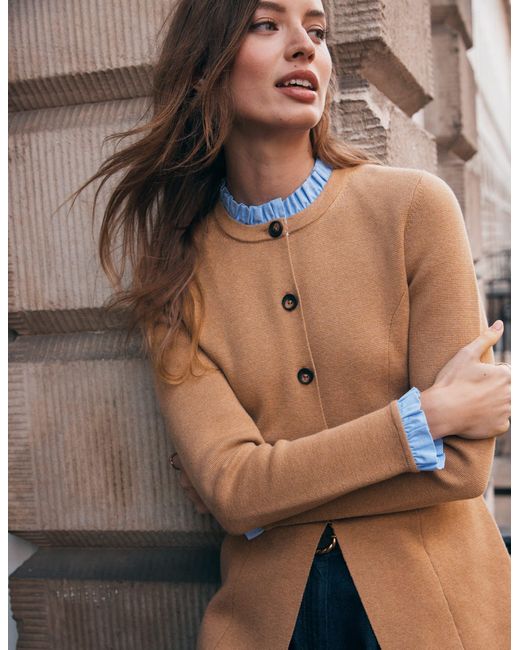Boden Brown Joanna Fitted Knitted Jacket