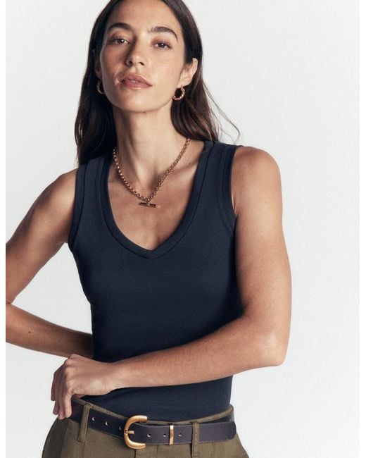Boden Blue Annie Essential V Neck Vest Top