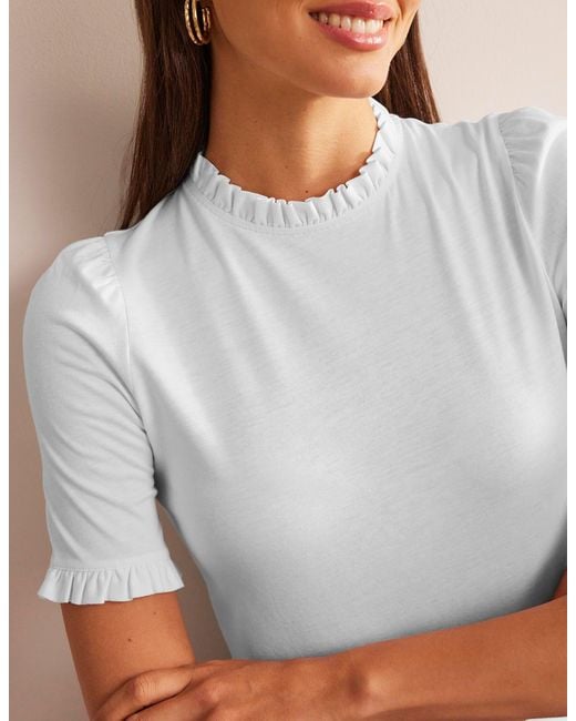 Boden White Supersoft Frill Detail T-Shirt